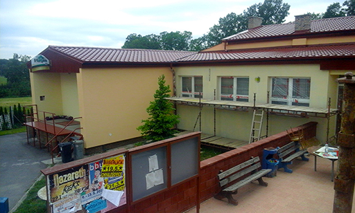 Průběh zateplování sálu a restaurace